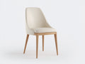 Sedia da pranzo - Tessuto-legno - 52x58x86 cm - Bianco crema-Legno naturale - Moderno