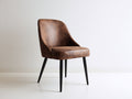 Sedia da pranzo - Similpelle-metallo - 53x59x84 cm - Marrone vintage-Nero - Vintage