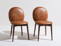 Sedia da pranzo - Similpelle-legno - 50x56x85 cm - Marrone cognac-Noce scuro - Mid-century moderno