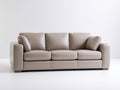Divano lineare - Pelle-Legno - 225x96x85 cm - Grigio tortora - Design contemporaneo
