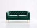 Divano lineare - Velluto-Legno - 170x84x80 cm - Verde smeraldo - Stile Chesterfield moderno