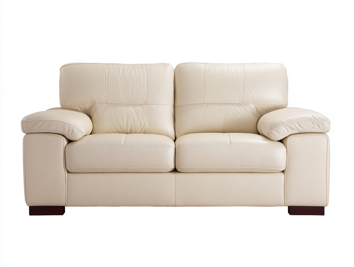 Divano lineare - Similpelle-Legno - 180x94x92 cm - Crema - Stile contemporaneo