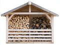 Portalegna - legno - 195x75x170 cm - bianco naturale-grigio chiaro - stile rustico con tetto a due falde