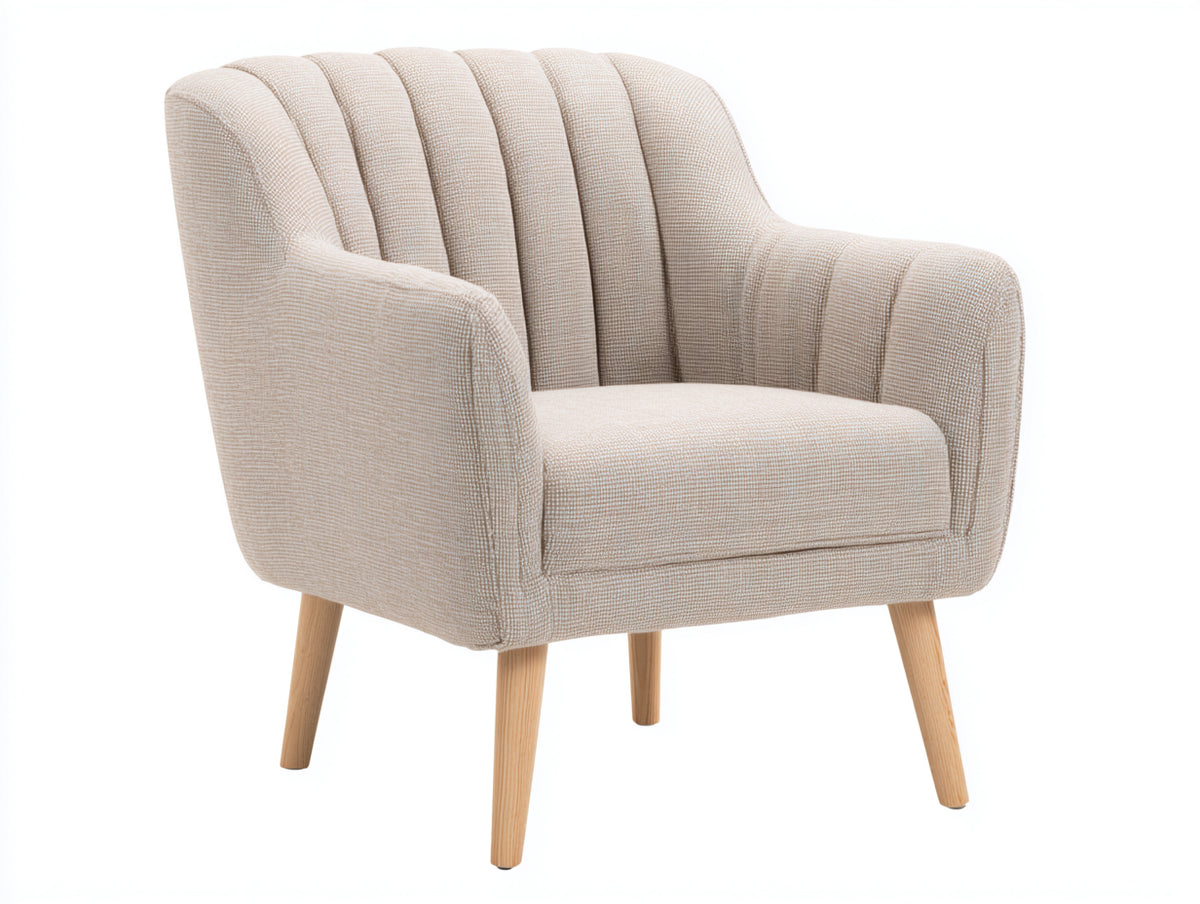 Poltrona - Tessuto-Legno - 79 x 81 x 84 cm - Beige-Legno chiaro - Stile scandinavo
