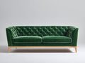 Divano lineare - Velluto-Legno - 200x88x80 cm - Verde smeraldo - Stile Chesterfield contemporaneo