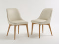 Sedia da pranzo - Similpelle-legno - 53x59x86 cm - Avorio-Legno naturale - Moderno