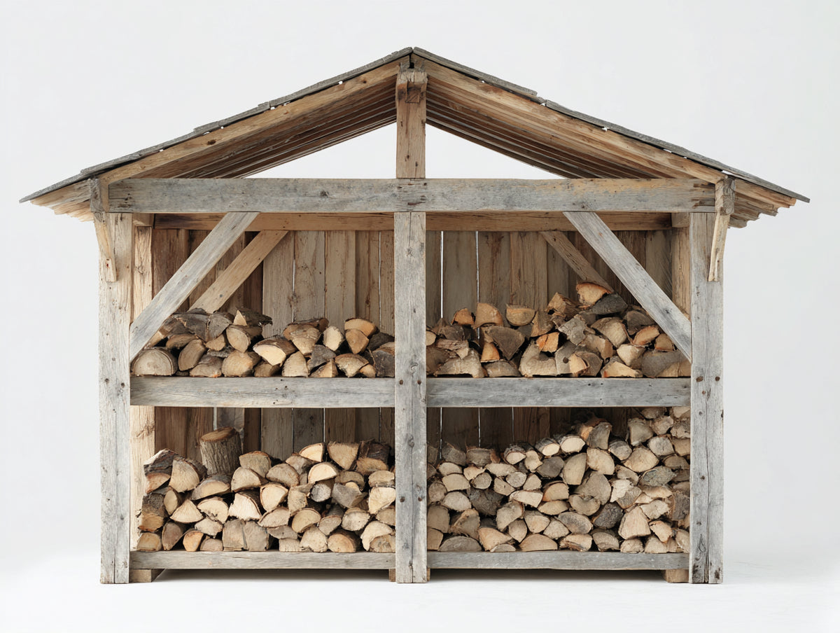 Portalegna - legno - 190x70x170 cm - marrone naturale-grigio - stile rustico con tetto a due falde