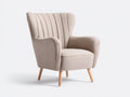 Poltrona - Tessuto-Legno - 82 x 86 x 102 cm - Beige-Legno chiaro - Stile classico contemporaneo