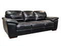 Divano lineare - Pelle-Legno - 215x94x92 cm - Nero - Stile classico
