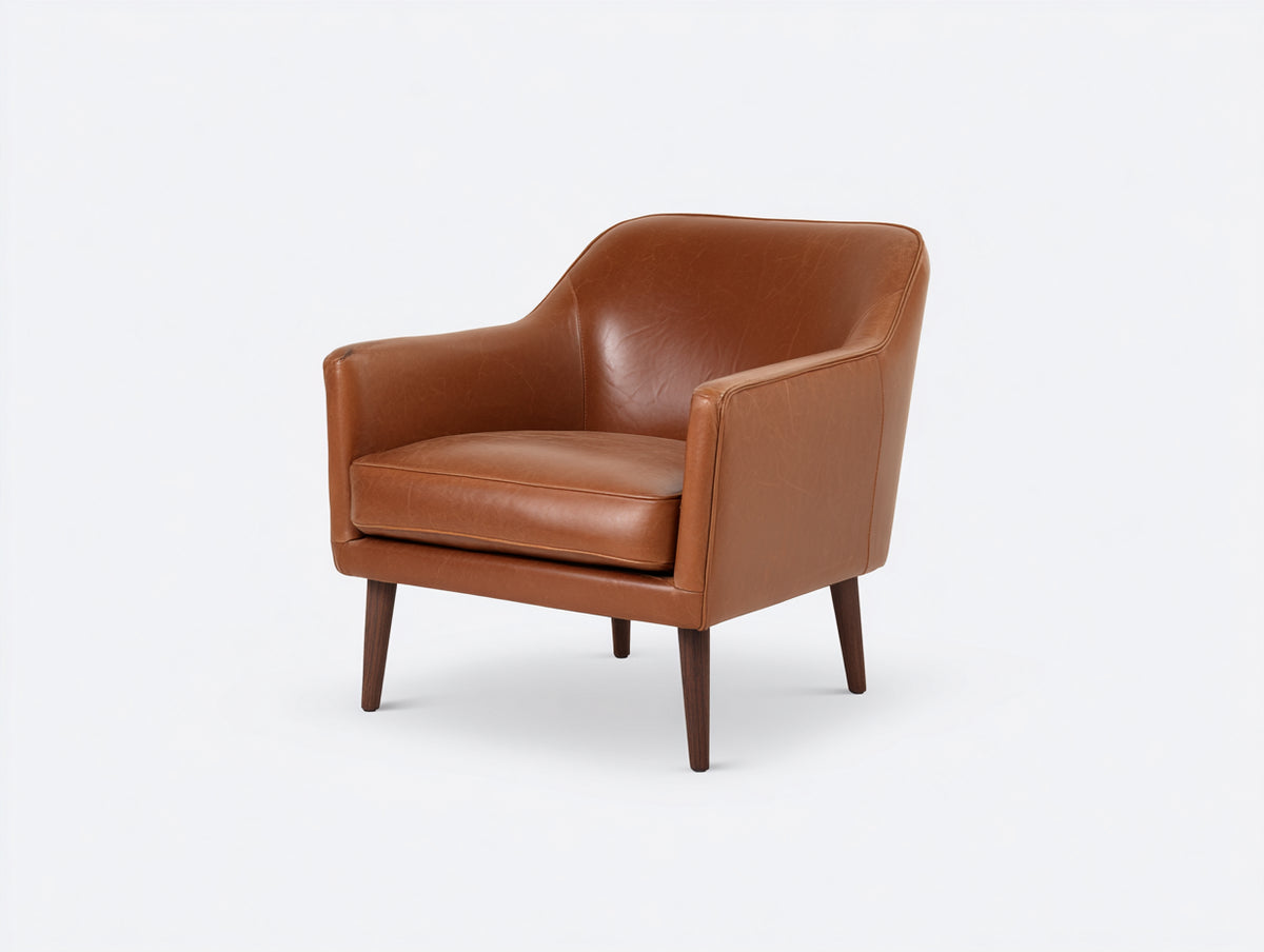 Poltrona - Similpelle-Legno - 78 x 80 x 84 cm - Cognac-Marrone scuro - Stile moderno