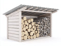 Portalegna - Legno-Lamiera - 200x90x160 cm - Bianco-Grigio - Stile rustico