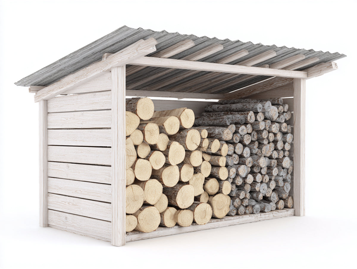 Portalegna - Legno-Lamiera - 200x90x160 cm - Bianco-Grigio - Stile rustico