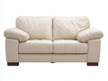Divano lineare - Pelle-Legno - 175x92x88 cm - Crema - Stile contemporaneo