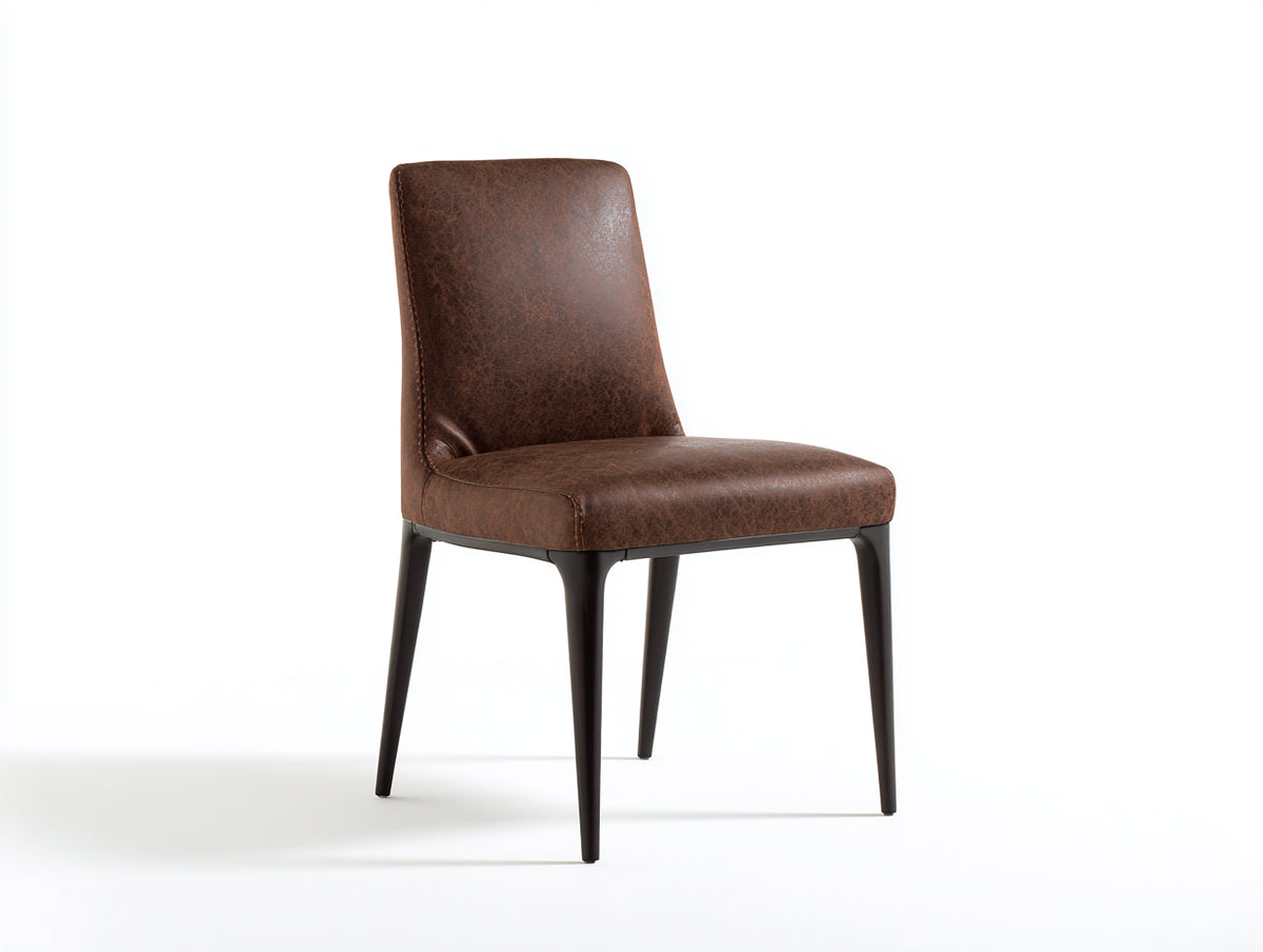 Sedia da pranzo - Similpelle-metallo - 49x57x86 cm - Marrone scuro-Nero - Industriale