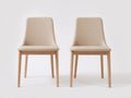 Sedia da pranzo - Similpelle-legno - 49x56x85 cm - Beige chiaro-Legno naturale - Moderno