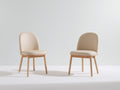 Sedia da pranzo - Similpelle-legno - 51x57x83 cm - Beige chiaro-Legno naturale - Moderno