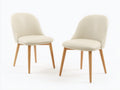 Sedia da pranzo - Similpelle-legno - 52x57x84 cm - Avorio-Legno naturale - Scandinavo